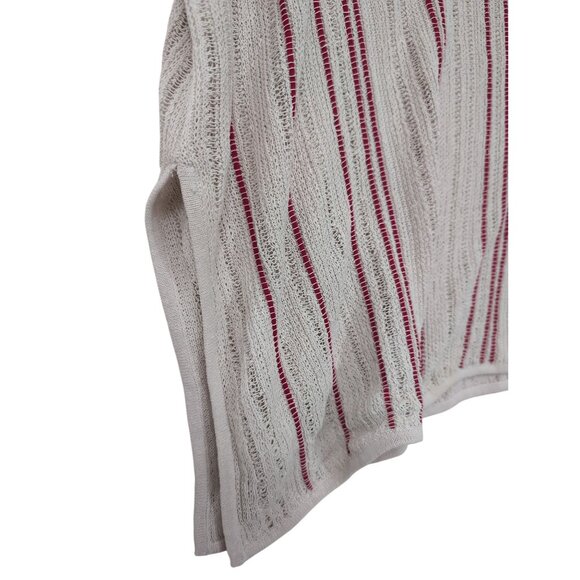 Per Se Carlisle Open Knit Top Womens L Beige Red Short Sleeve Career Casual - Picture 5 of 10